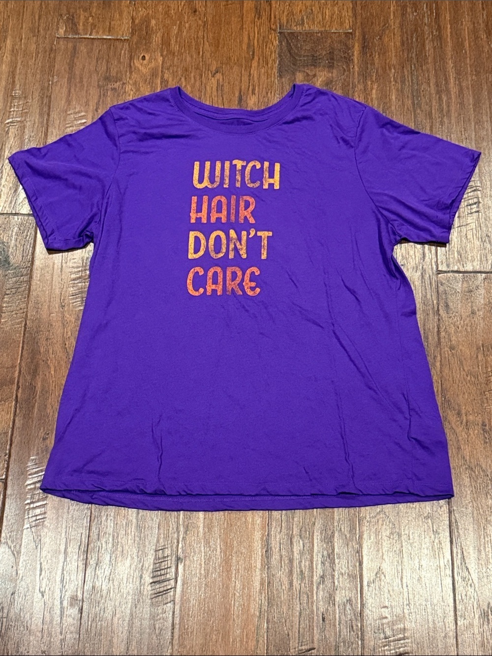 Brand New! XL Purple Halloween Graphic Tee - "Witch Hair Don't Care"